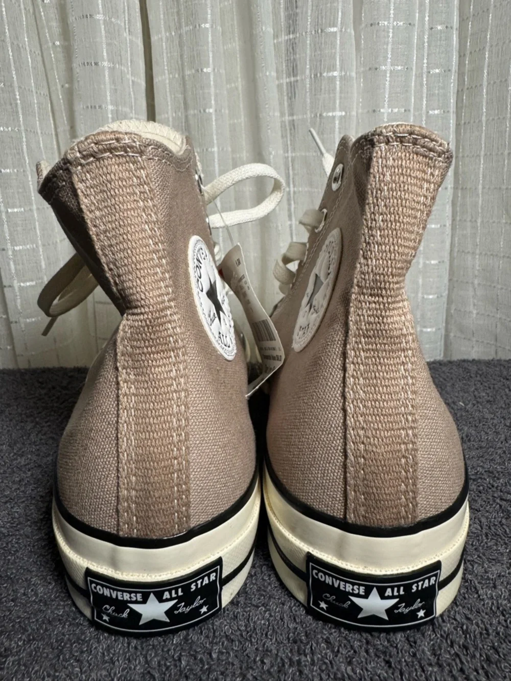 Converse High-Top Sneakers in Taupe and Cream - Picture 7 of 10